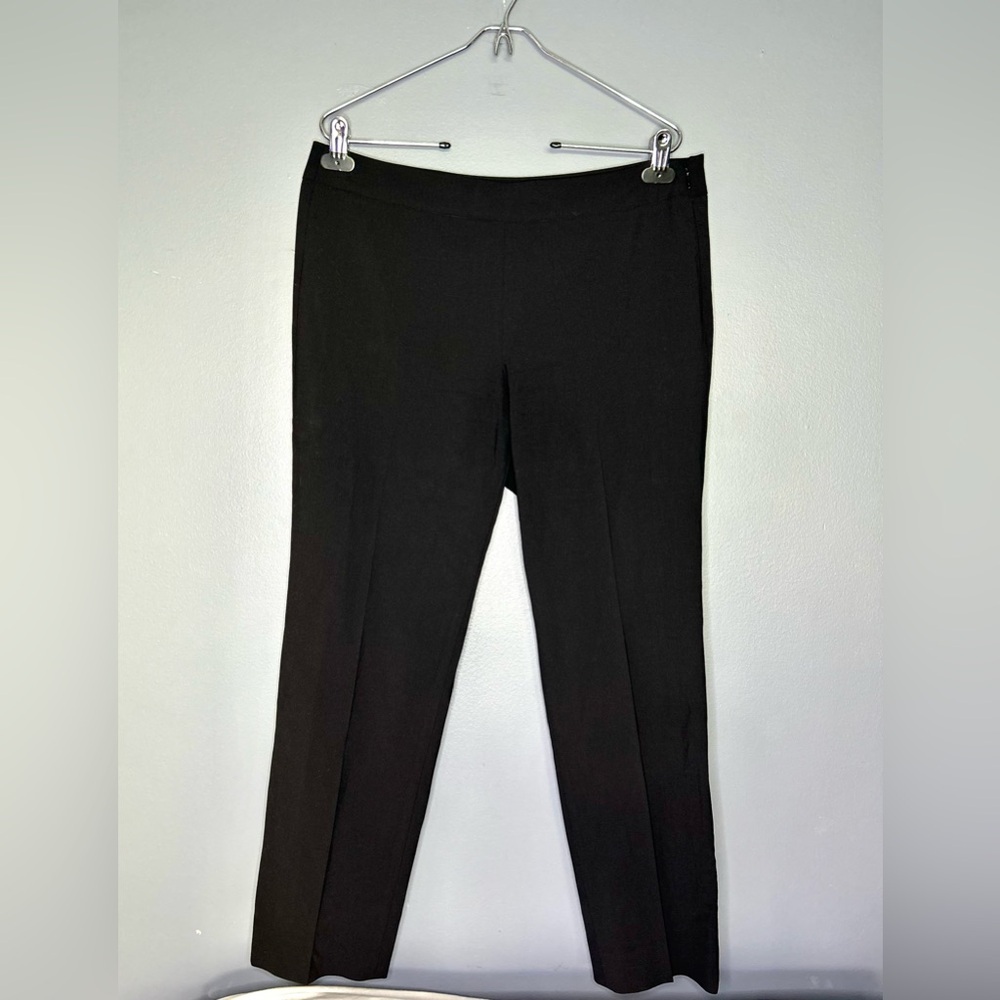 DKNY Perry Pants Womens 10 Black Straight Leg Dress Pants Wool Side‎ Zip Classic
